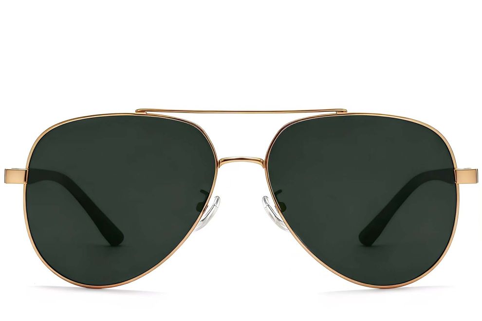 Gafas de sol de aviador de metal dorado #BS0824-0087