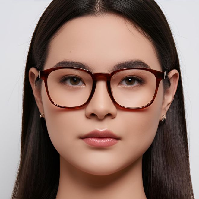 Rectangular Tortoiseshell TR90 Glasses #BS1013-0003