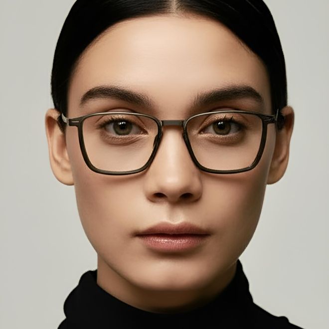 Rectangular Green Titanium Glasses #BS1013-0014