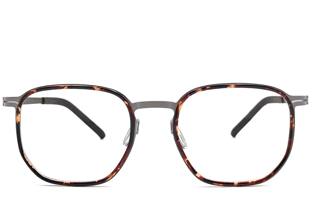 Geometric Tortoiseshell Titanium Glasses #BS1013-0019