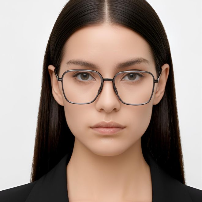 Rectangular Grey Titanium Glasses #BS1013-0020