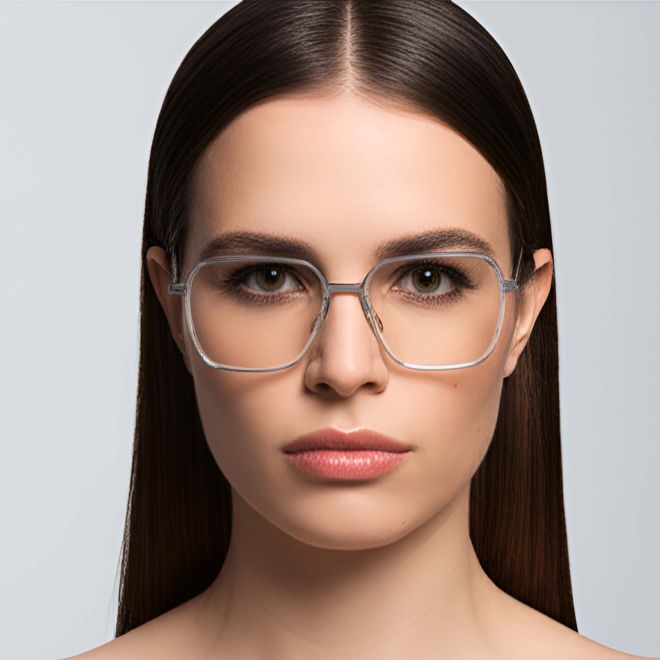 Rectangular Grey Titanium Glasses #BS1013-0021