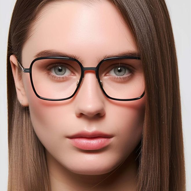Rectangular Black Titanium Glasses #BS1013-0022