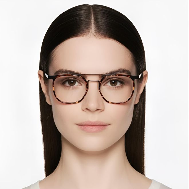 Aviator Tortoiseshell Titanium Glasses #BS1013-0027