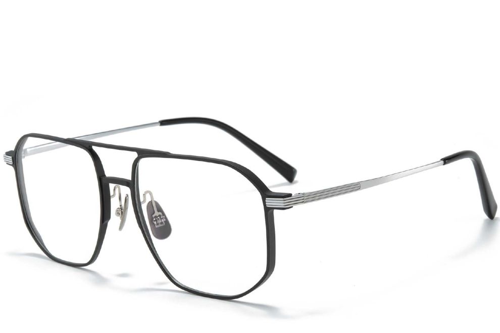 Pilotenbrille aus silbernem Metall #BS1025-0271