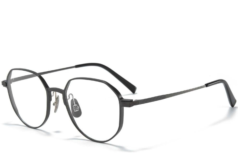 Geometrische schwarze Metallbrille #BS1025-0278