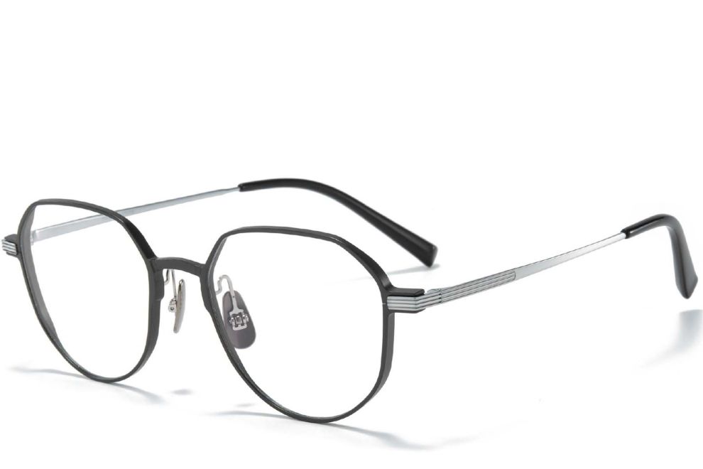 Gafas geométricas de metal plateado #BS1025-0279