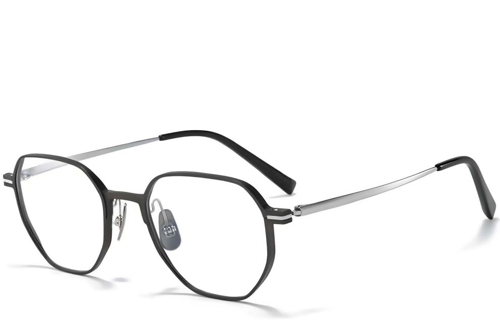Gafas geométricas de metal plateado #BS1025-0287