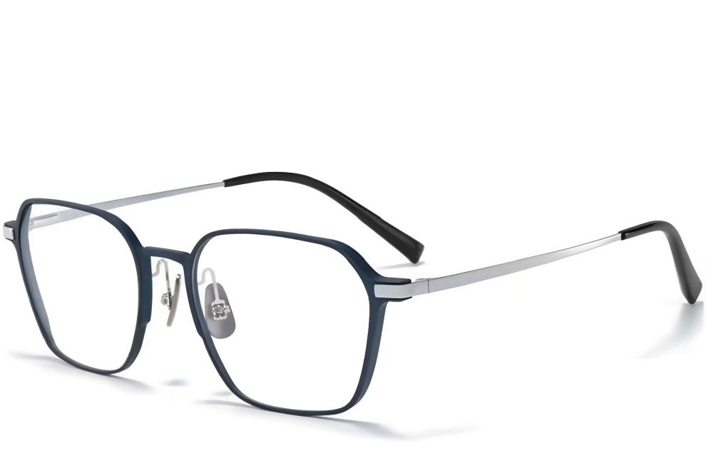 Gafas geométricas de metal azul #BS1025-0313