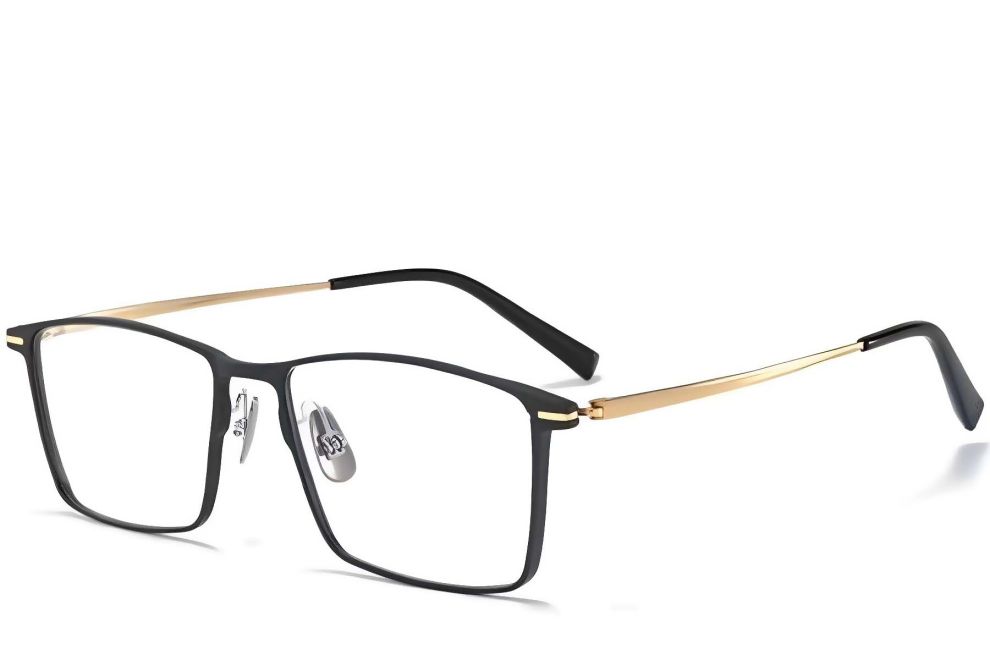 Rechteckige goldene Metallbrille #BS1025-0322