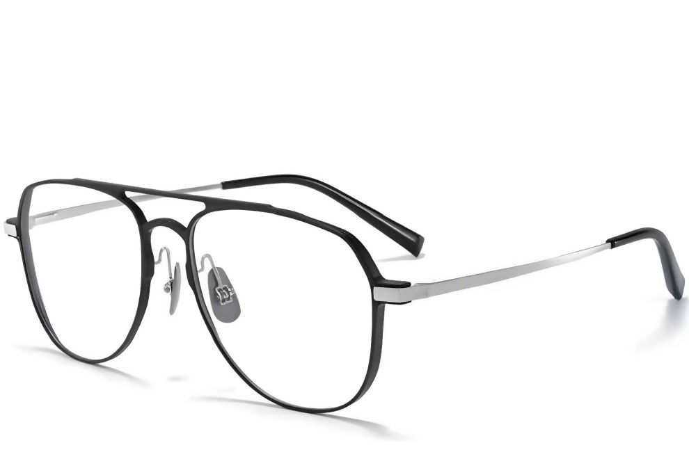 Pilotenbrille aus silbernem Metall #BS1025-0327