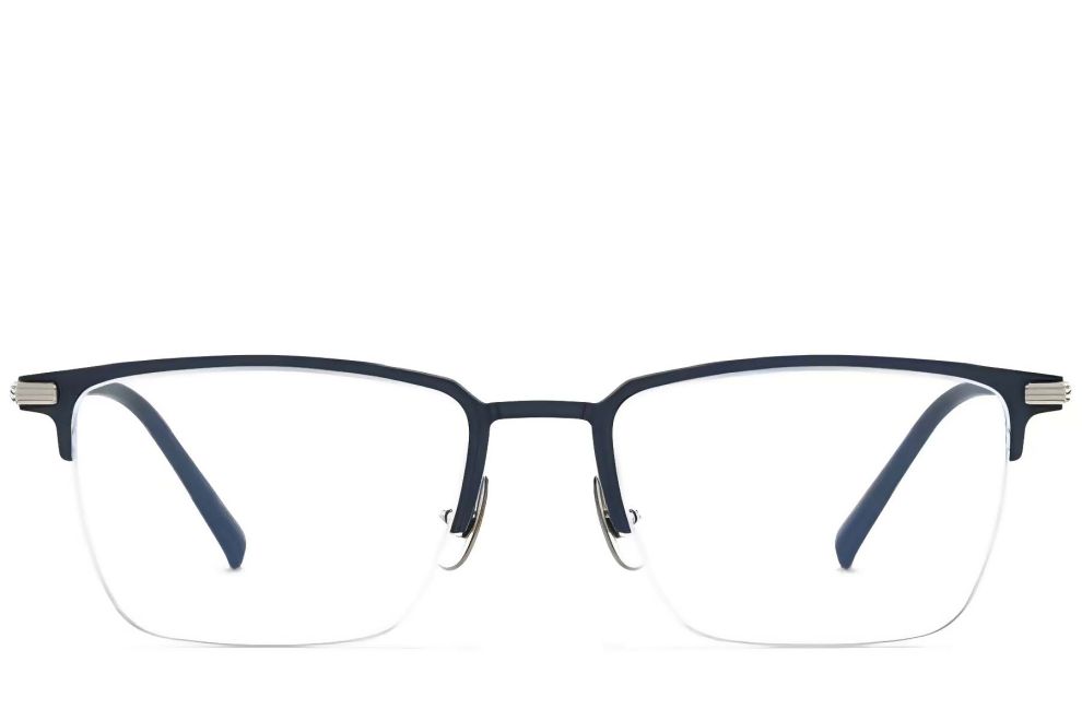 Semi-rimless Blue Metal Glasses #BS1025-0329