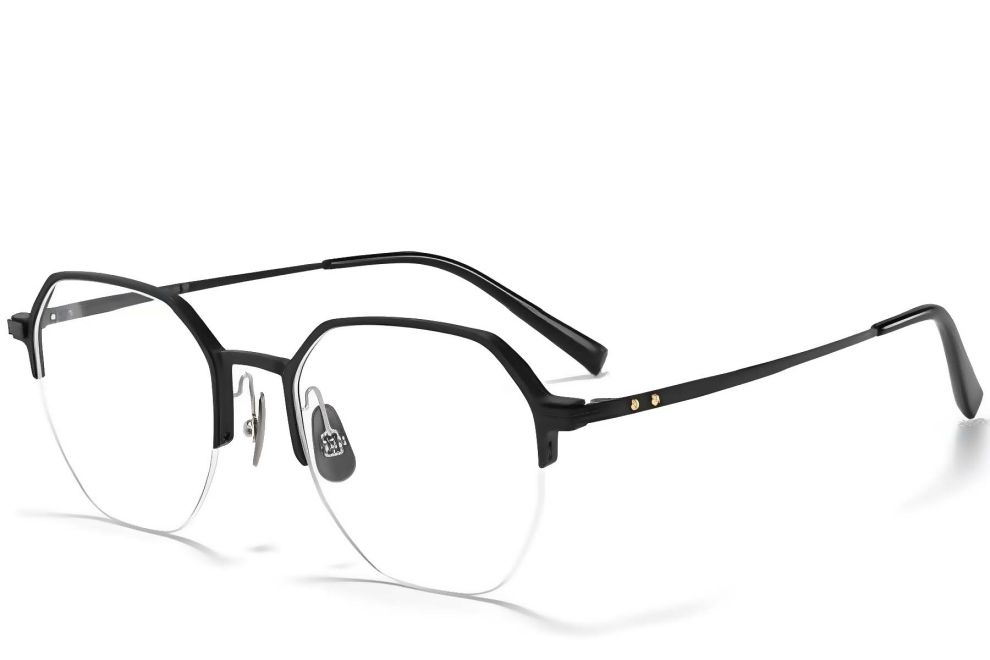 Halbrandlose schwarze Metallbrille #BS1025-0336