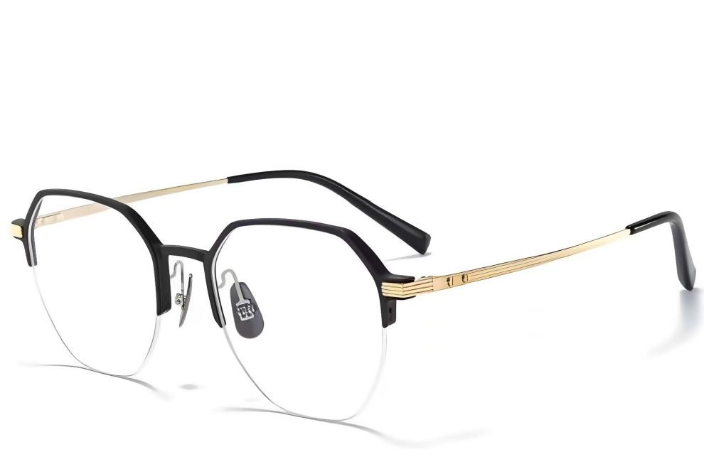 Semi-rimless Golden Metal Glasses #BS1025-0337