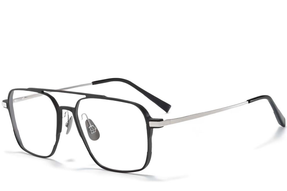 Pilotenbrille aus silbernem Metall #BS1025-0341