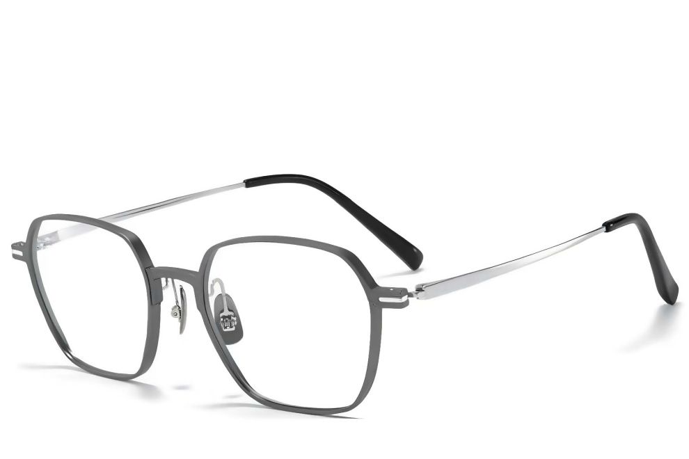 Geometrische graue Metallbrille #BS1025-0344