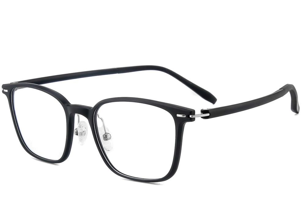 Rechteckige schwarze Ultem-Brille #BS1025-0425