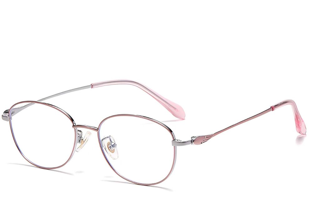 Oval Pink Metal Glasses #BS1913-0036