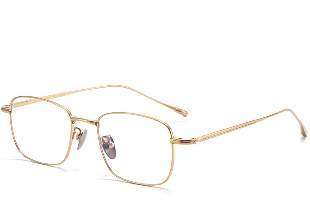 Rectangular Golden Metal Glasses #BS1913-0038