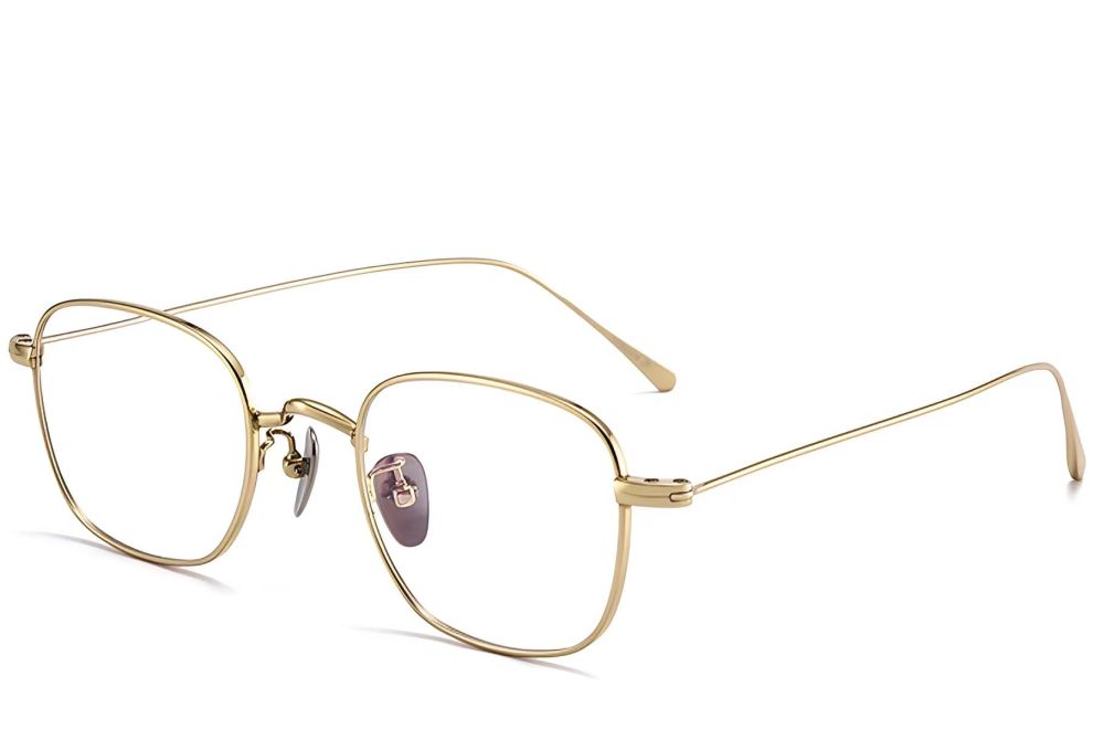 Rectangular Golden Metal Glasses #BS1913-0050