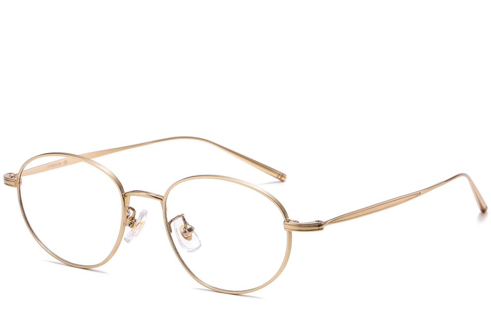 Gafas ovaladas de titanio dorado #BS1913-0057