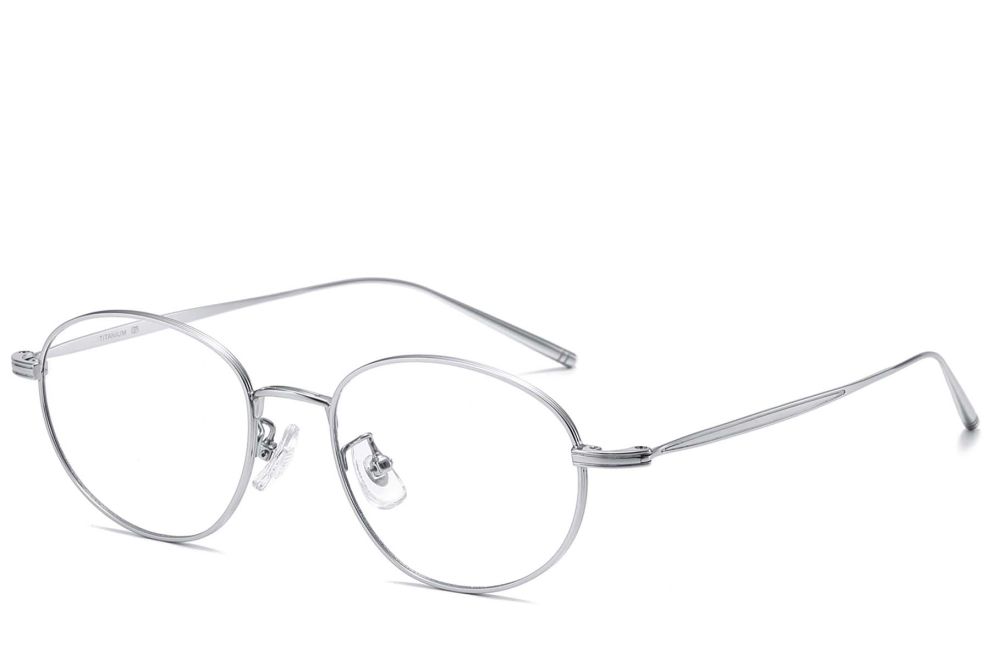 Gafas ovaladas de titanio plateado #BS1913-0058