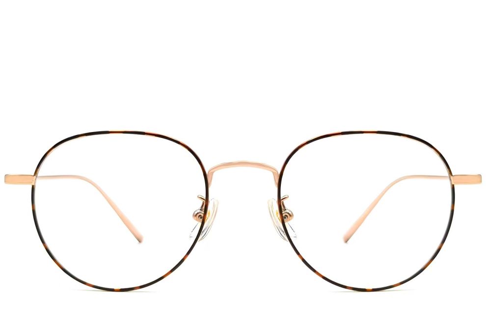 Gafas de titanio ovaladas de carey # BS1913-0065
