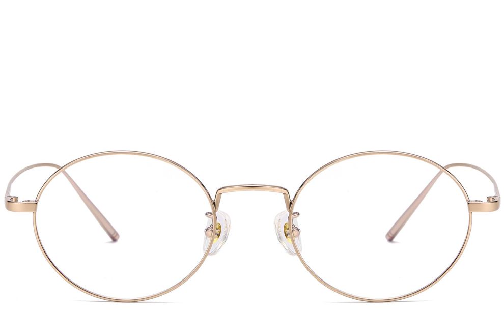 Gafas ovaladas de titanio dorado #BS1913-0067