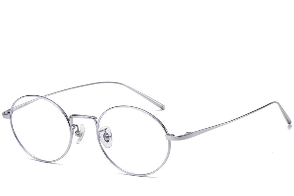 Gafas ovaladas de titanio plateado #BS1913-0068