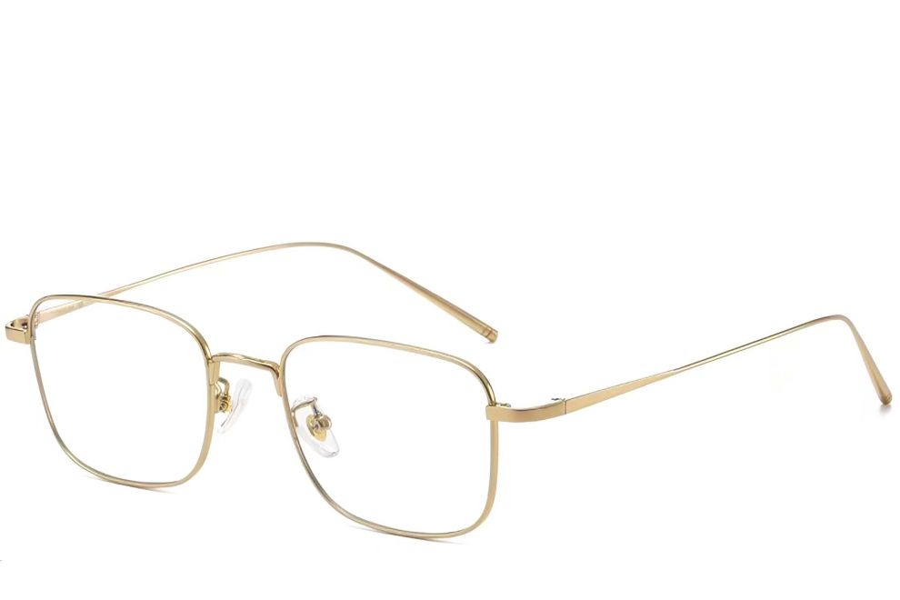 Gafas rectangulares de titanio dorado #BS1913-0072