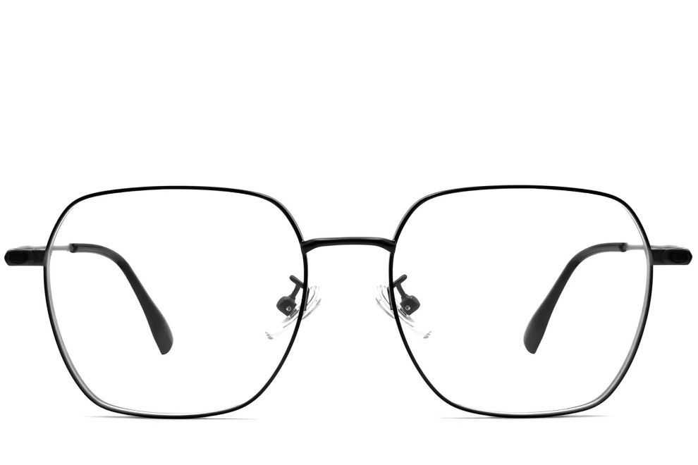 Gafas geométricas de titanio negro #BS1913-0082