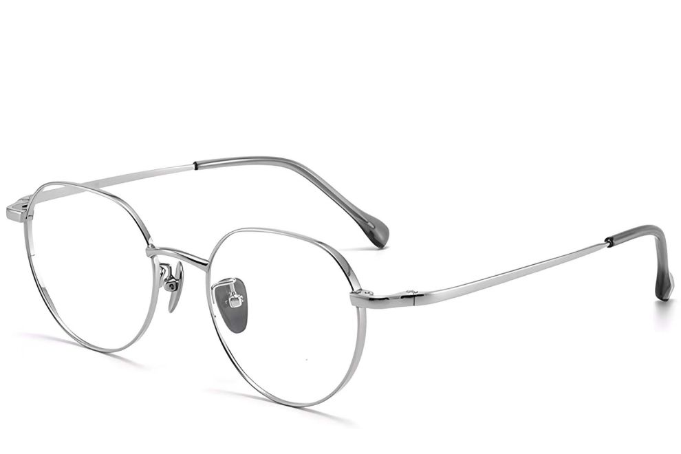 Gafas geométricas de titanio plateado #BS1913-0086