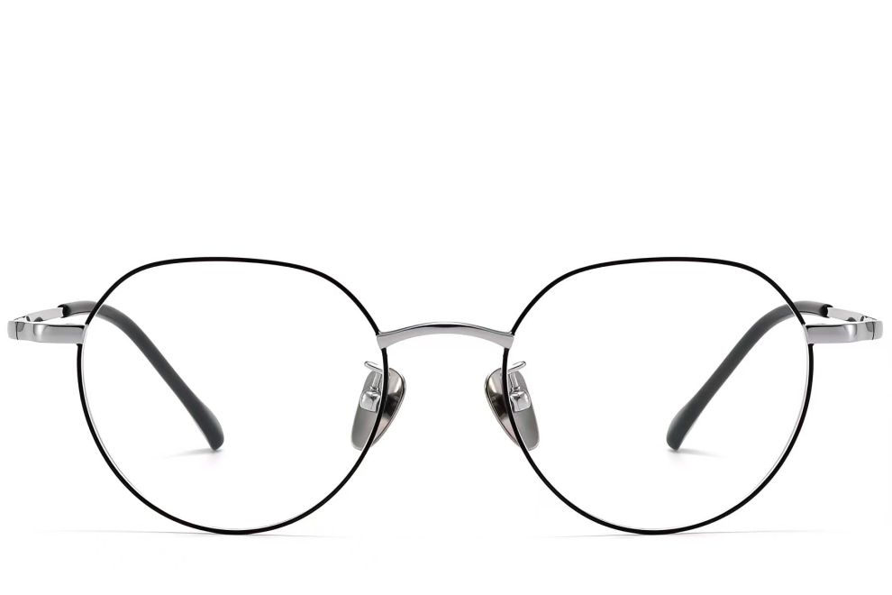 Gafas geométricas de titanio negro #BS1913-0087
