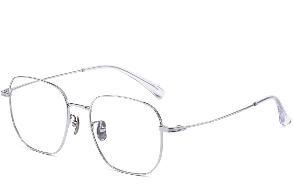 Gafas geométricas de titanio plateado #BS1913-0090