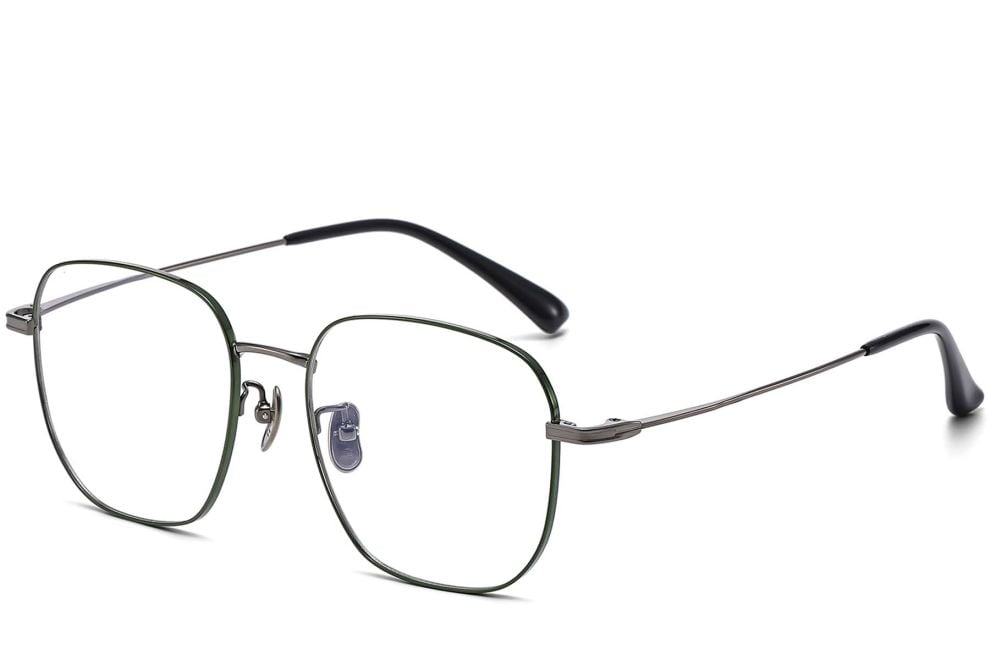Gafas geométricas de titanio verde #BS1913-0091