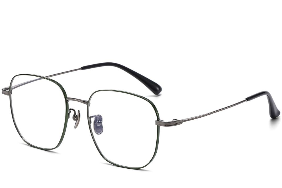 Gafas geométricas de titanio verde #BS1913-0091