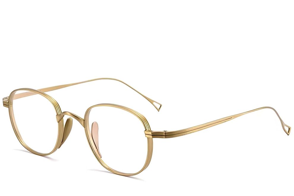 Gafas rectangulares de titanio dorado #BS1913-0100