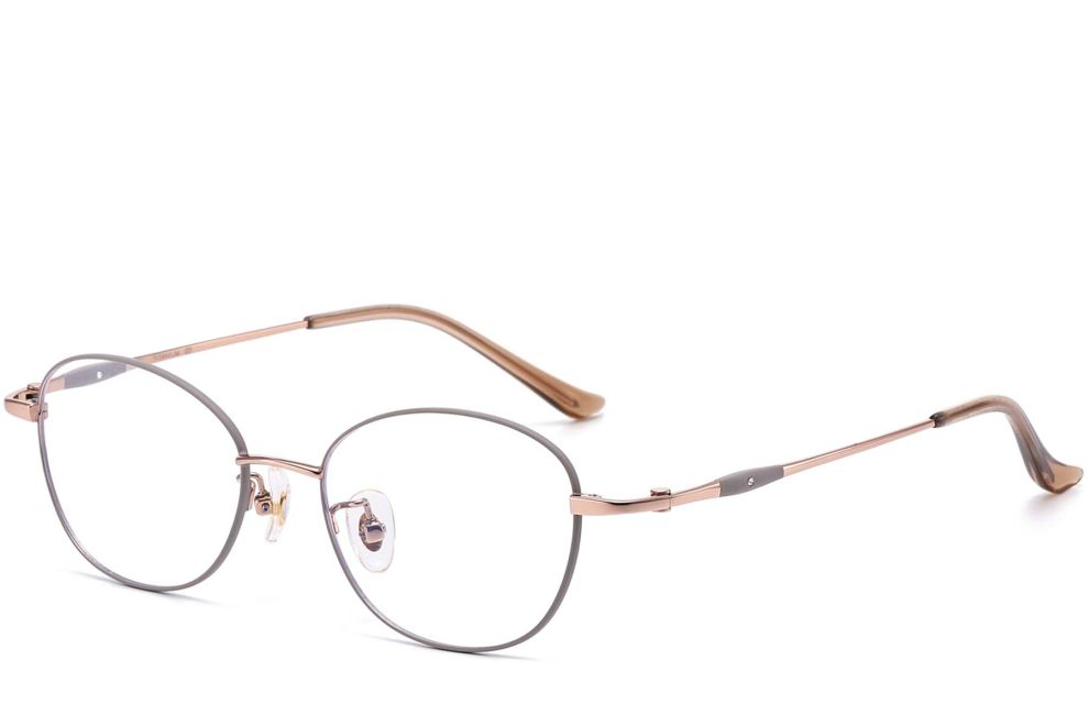 Gafas de titanio gris ovaladas #BS1913-0104