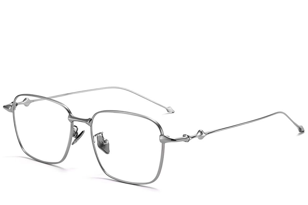 Gafas rectangulares de titanio plateado #BS1913-0110