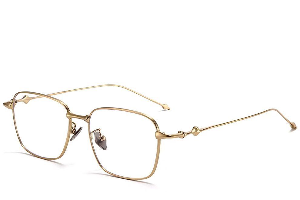 Gafas rectangulares de titanio dorado #BS1913-0111