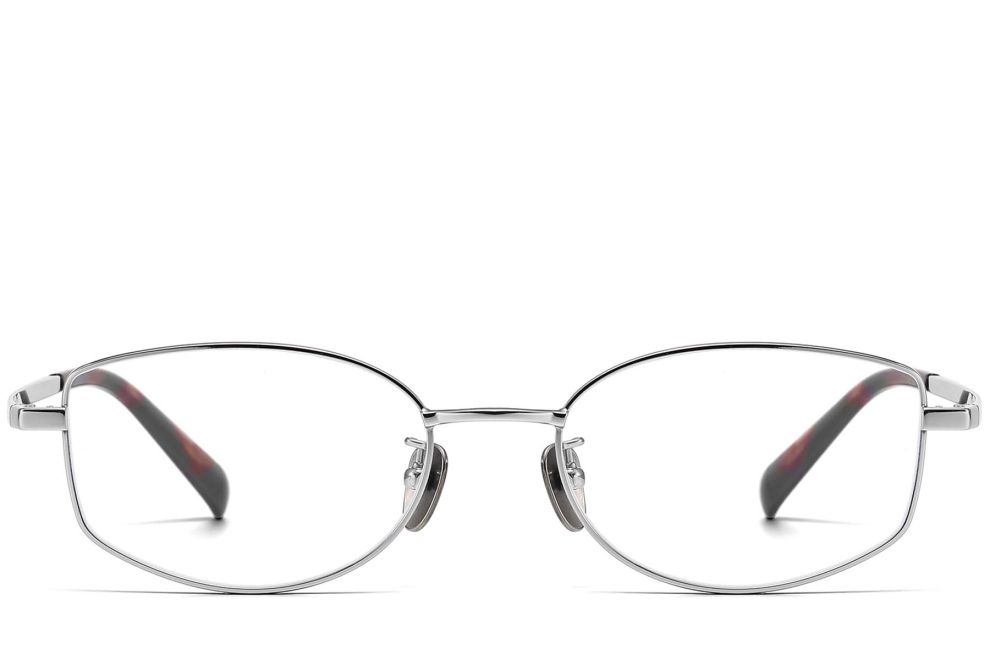 Gafas ovaladas de titanio plateado #BS1913-0114