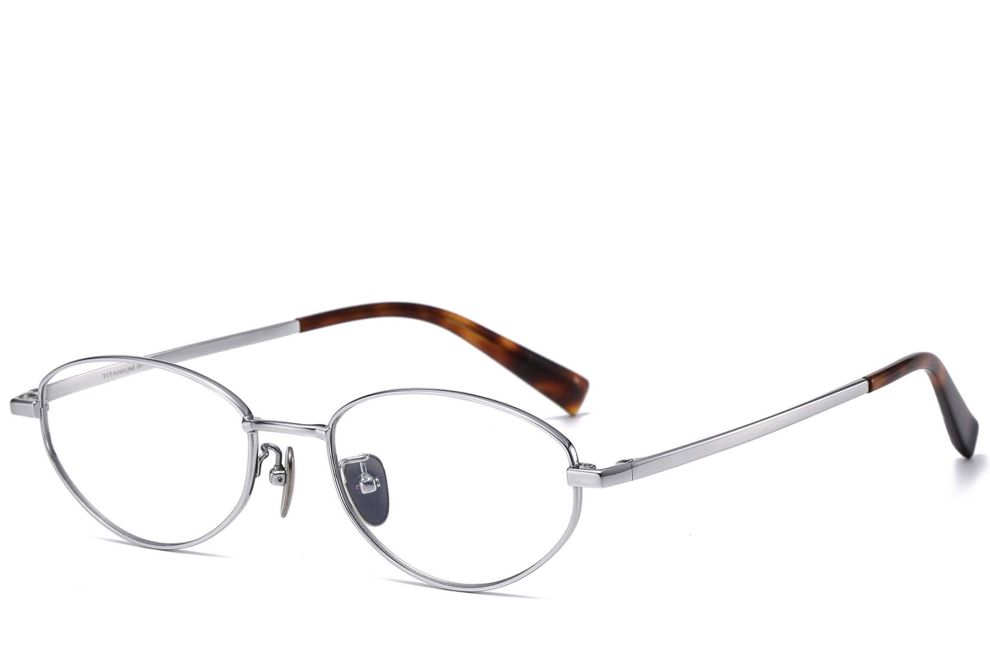 Gafas ovaladas de titanio plateado #BS1913-0118