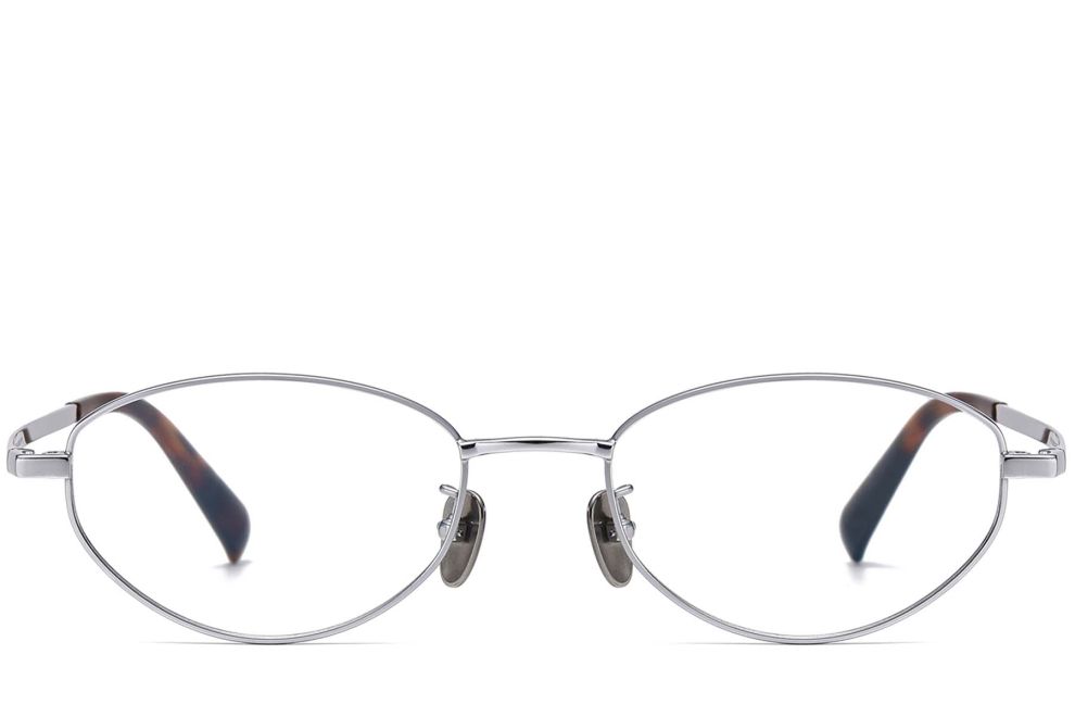 Gafas ovaladas de titanio plateado #BS1913-0118