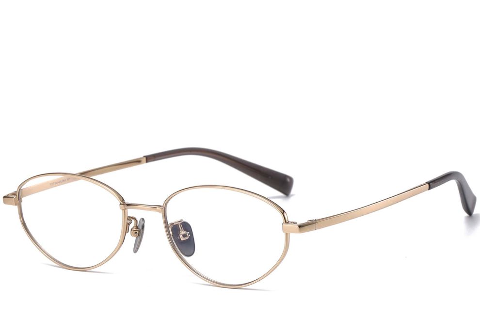 Gafas ovaladas de titanio dorado #BS1913-0119