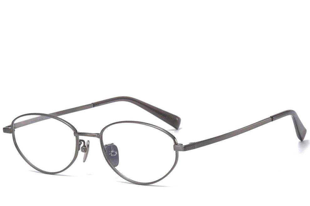 Gafas de titanio ovaladas grises #BS1913-0120