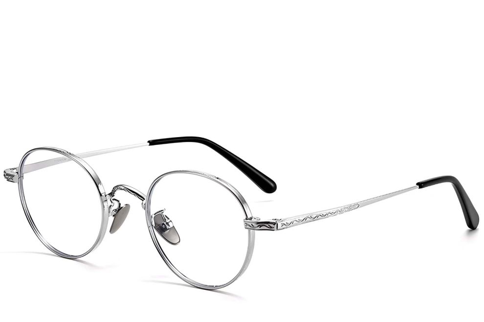 Gafas ovaladas de titanio plateado #BS1913-0123