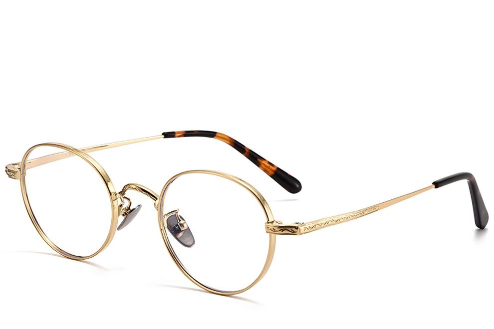 Gafas ovaladas de titanio dorado #BS1913-0124