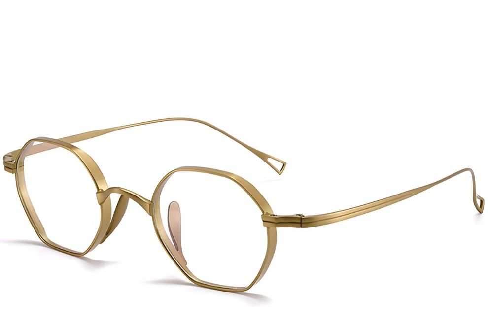 Gafas geométricas de titanio dorado #BS1913-0127