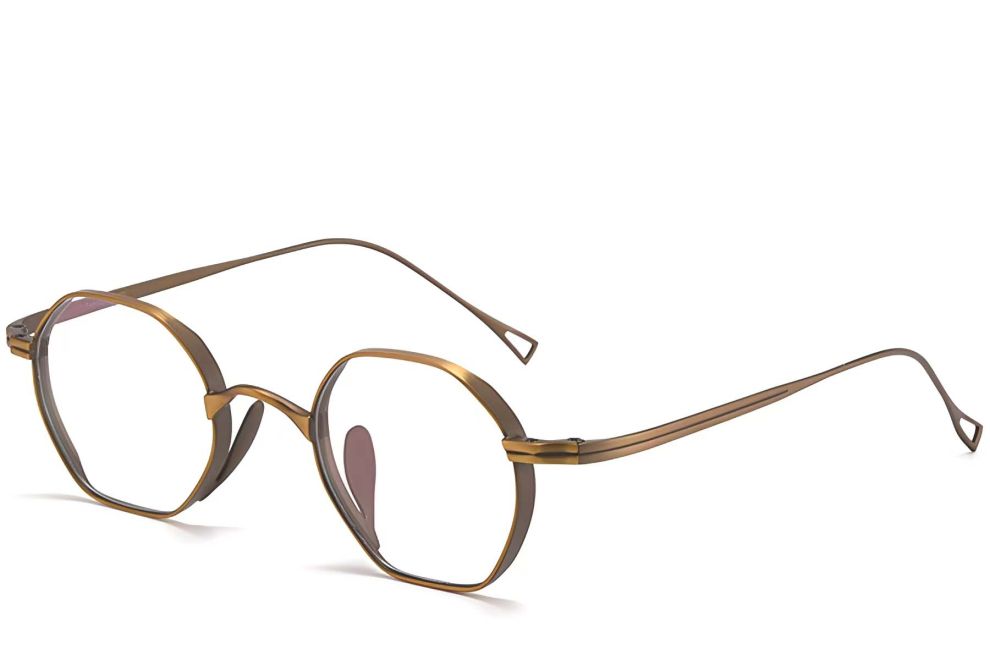 Gafas geométricas de cobre y titanio #BS1913-0128
