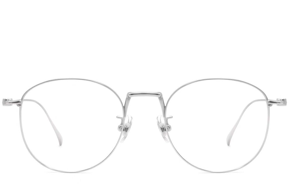 Lunettes ovales en titane argenté #BS1913-0132